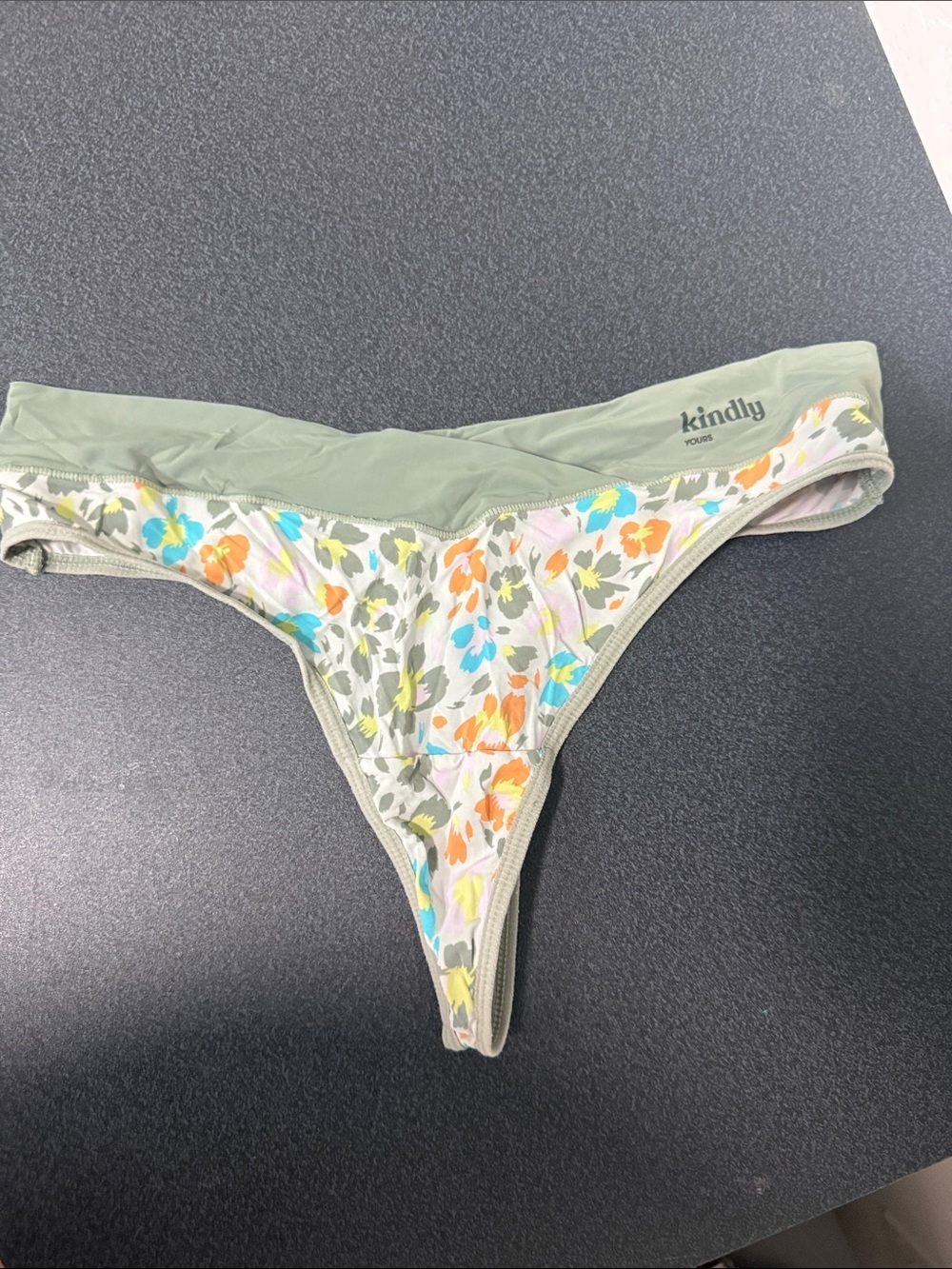 Kindly Women's Floral Thong Panty in Sage and Multi